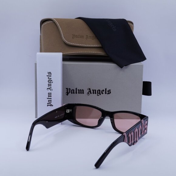 Palm Angels PERI007 ANGEL 1021 Sunglasses Black Rectangle Frame, Cameo Lenses - Picture 11 of 11